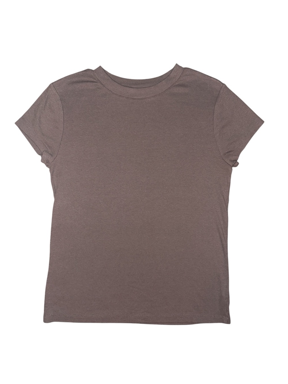 a new day Short Sleeve Ribbed Crewneck Tee in Taupe